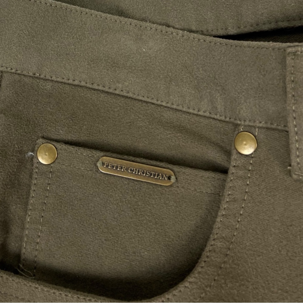 Peter Christian Chamois Pants Size 32 x 30 Green 100% Cotton Trousers Olive - Picture 8 of 10